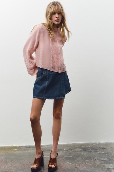 PINTUCK LACE TRIM BLOUSE - Pastel pink by Zara - Image 0