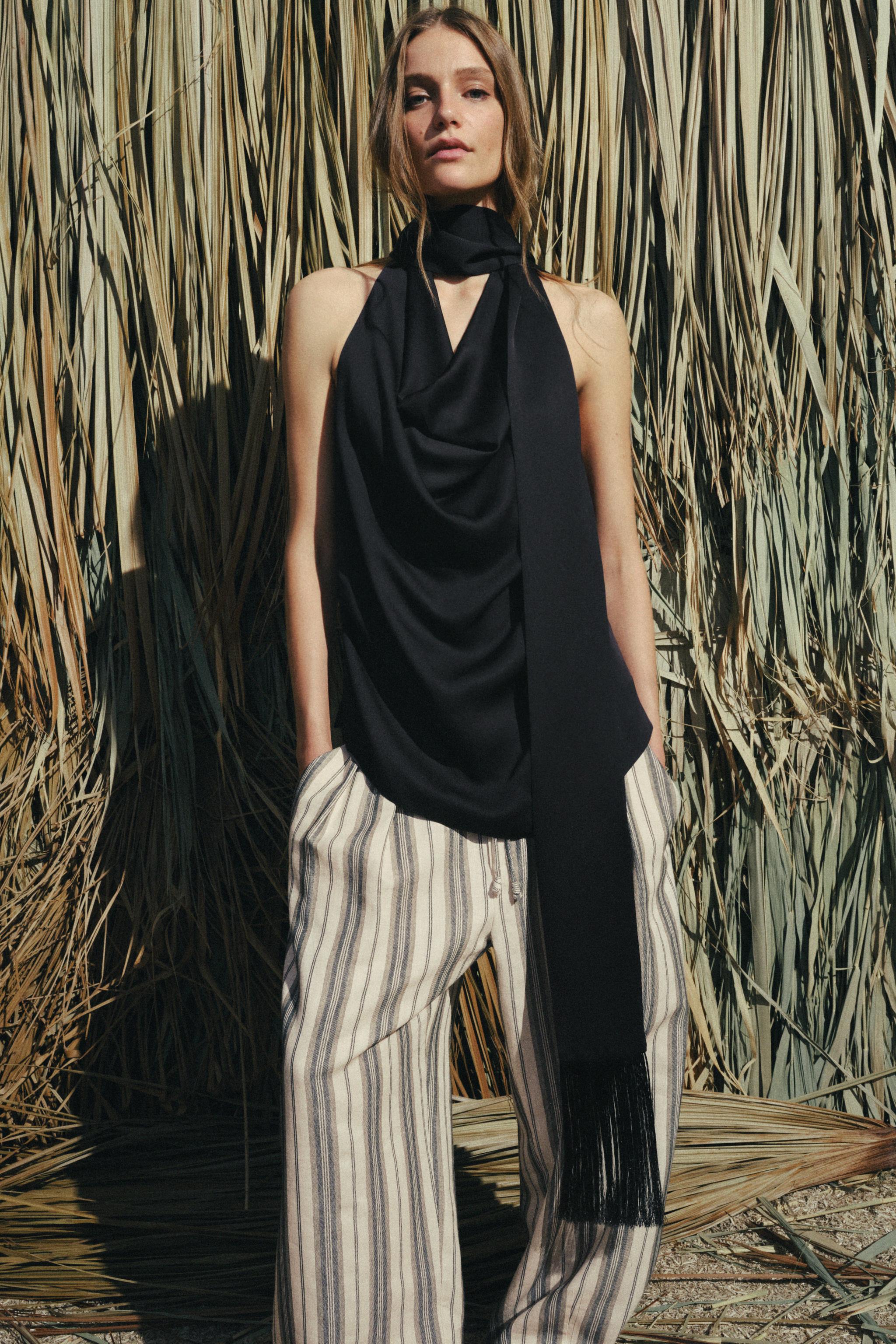 TOP HALTER FOULARD FRANGES ZW COLLECTION