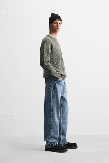 PULL STRUCTURÉ À TORSADES - Vert gris de Zara - Image 3