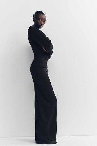 INTERLOCK KNIT TROUSERS WITH VENTS - Black by Zara - Image 2