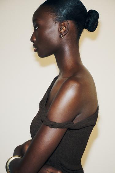 ASYMMETRIC TEXTURED TOP - Dark brown by Zara - Image 2