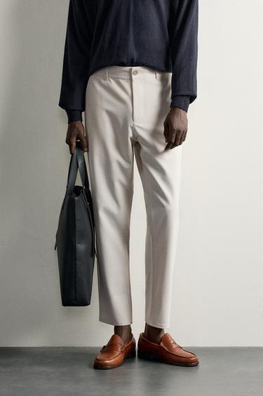 COMFORT STRUCTURED CHINO PANTS — Light beige 2