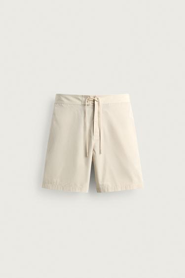 LONG SWIMMING TRUNKS WITH DRAWSTRING - Ecru by Zara