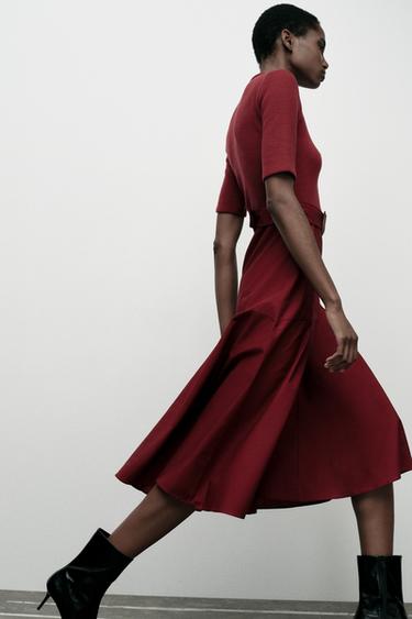 SOFT BELTED DRESS - Burgundy by Zara - Image 0