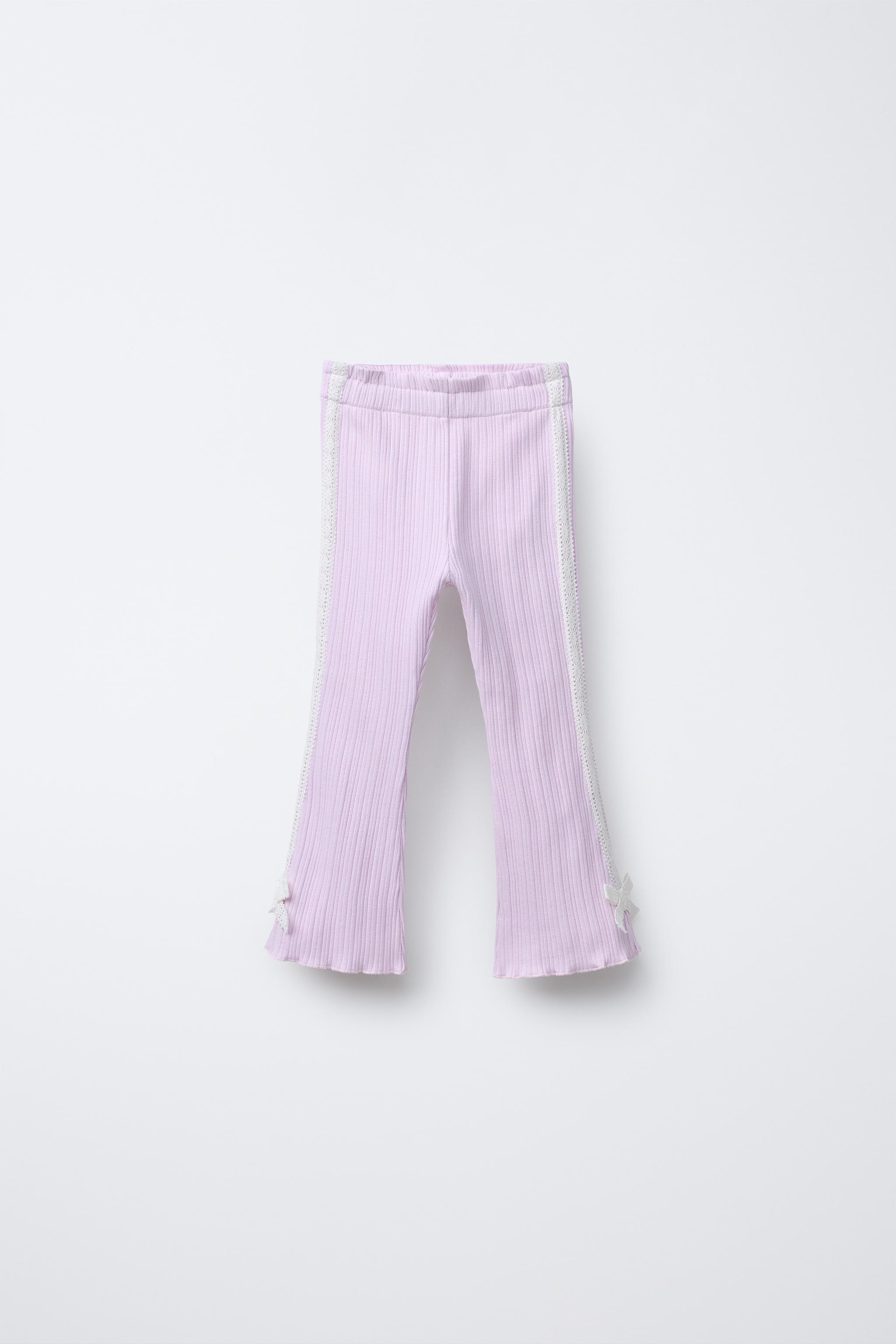 本物の サイドストライプとリボン付きフレアパンツ - Japan ZARA | 薄紫 パンツ
