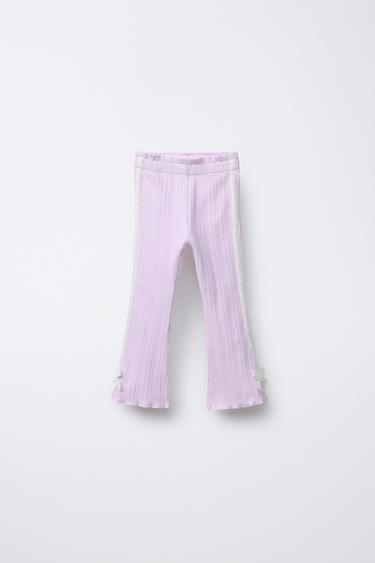 PANTALÓN FLARE BANDA LATERAL LAZO - Malva de Zara - Imagen 0