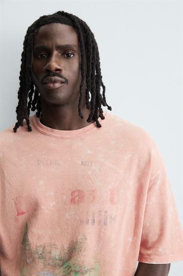 WASHED PRINT KNIT T-SHIRT - Pink by Zara - Image 4