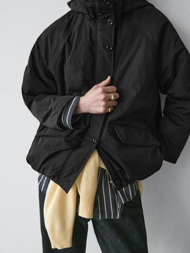 Zara Long technical fabric parka - Black