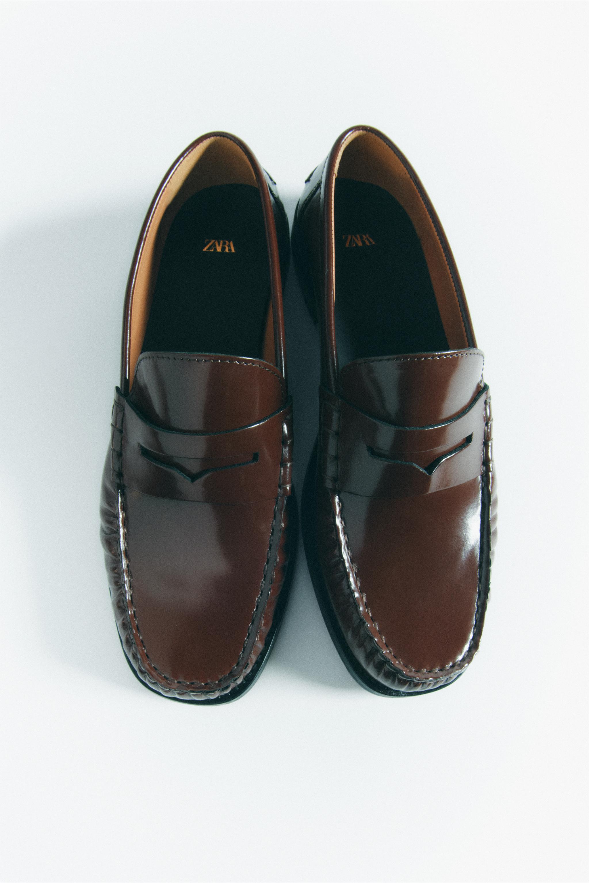 Leather store flat loafers