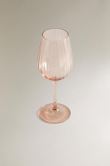 VERRE À PIED CRISTALLIN RELIEF - Rose de Zara - Image 1