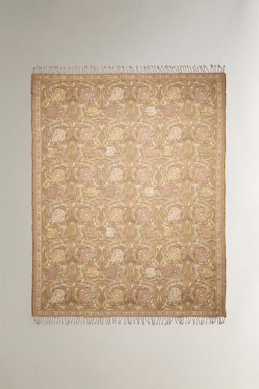 플로랄 자카드 담요 - Zara 로즈핑크