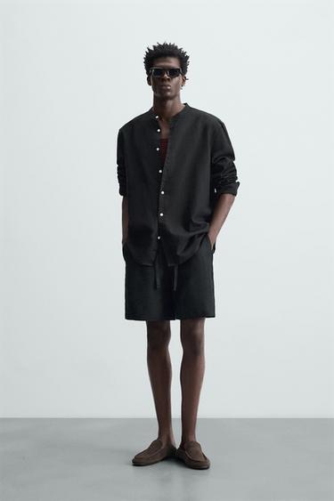 Zara LINEN - COTTON SHIRT - Black - Image 0