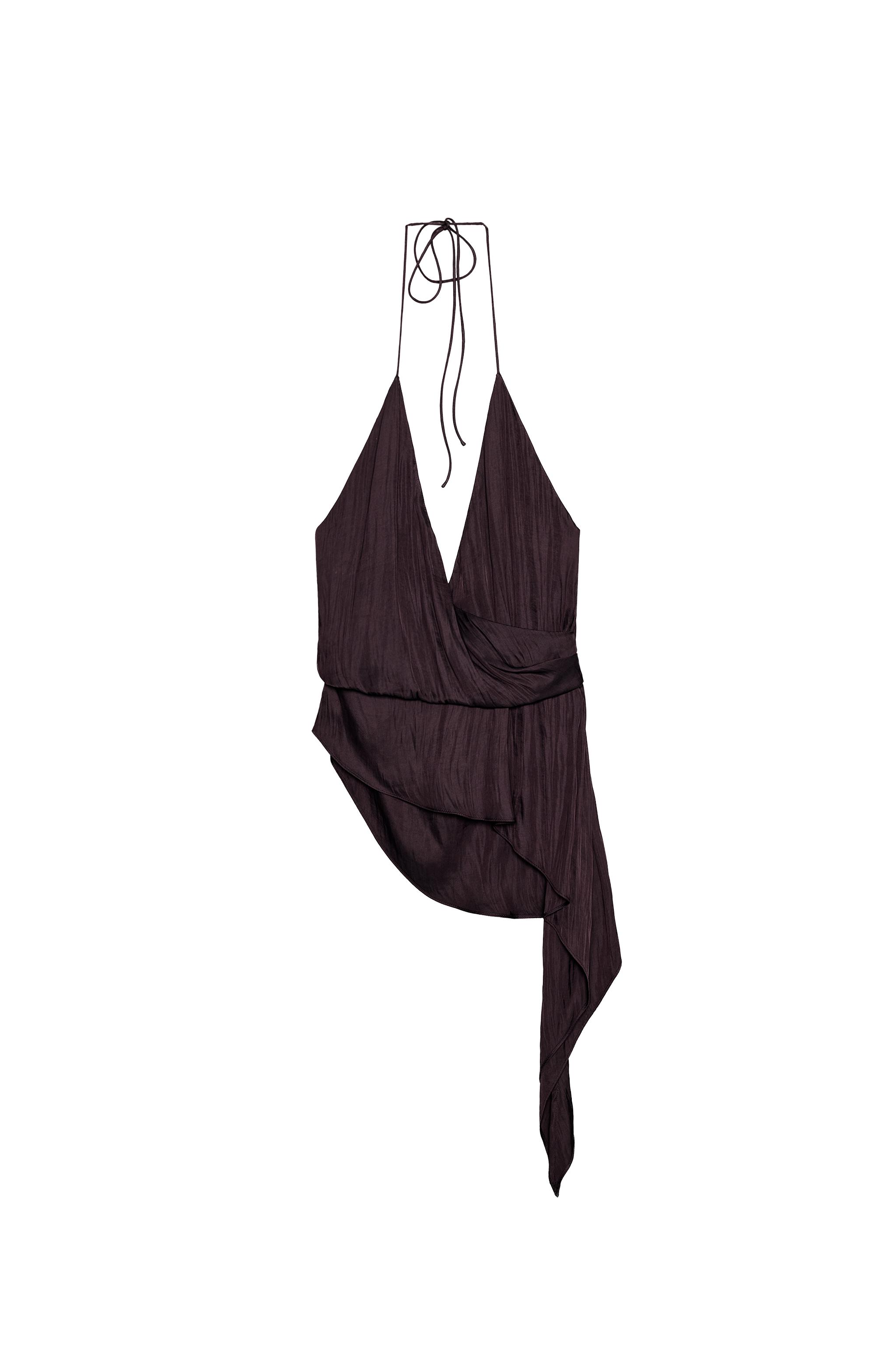 ASYMMETRIC SATIN TOP - Aubergine | ZARA South Africa