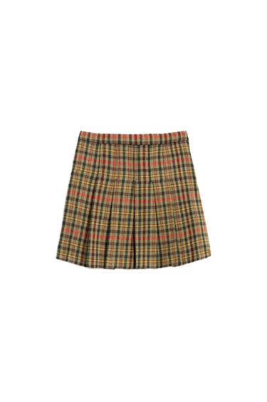 LIMITED EDITION HOUNDSTOOTH SKIRT WITH WOOL - orange-green by Zara