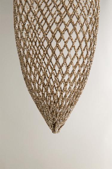 LONG MESH BAUBLE CHRISTMAS TREE DECORATION - Silver by Zara - Image 2