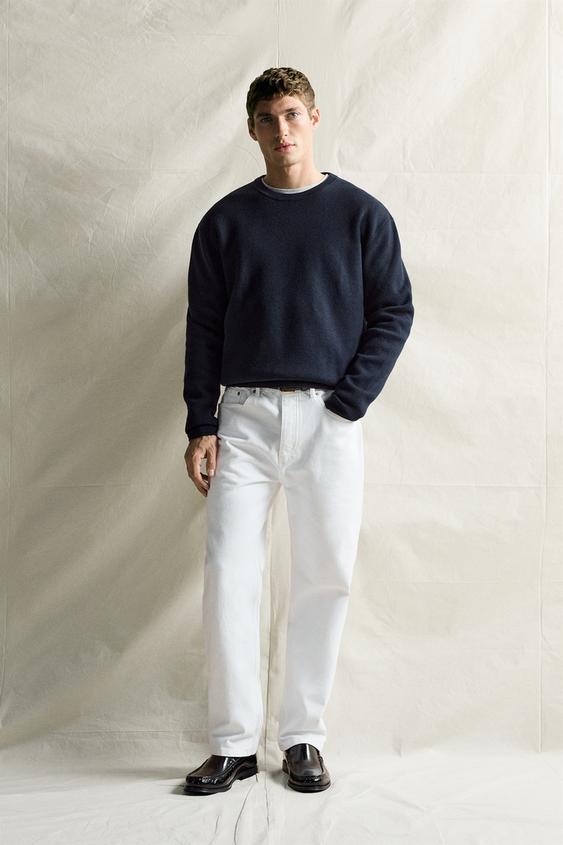 COTTON-WOOL COMPACT KNIT JUMPER - Navy blue by Zara - Image 0