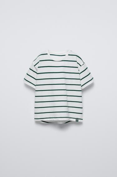 Zara STRIPED T-SHIRT - Green