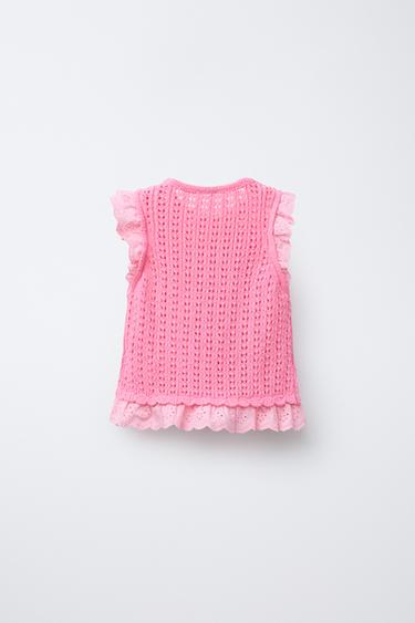 TOP EN MAILLE DENTELLE - Rose de Zara - Image 1