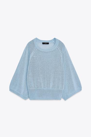 SUÉTER PUNTO MANGA AMPLIA - Azul claro de Zara