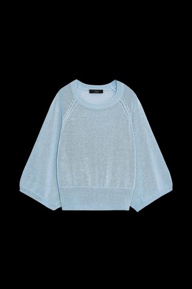 Zara WIDE SLEEVE KNIT SWEATER - Light blue - Image 0