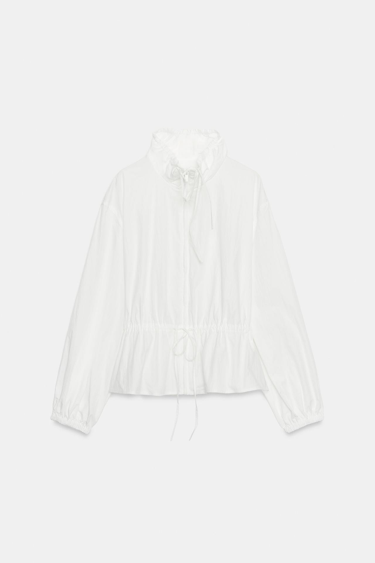 HIGH-NECK DRAWSTRING JACKET — White