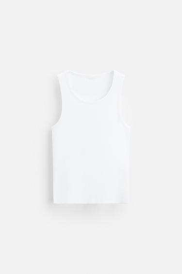 BASIC RIB TANK TOP - White by Zara
