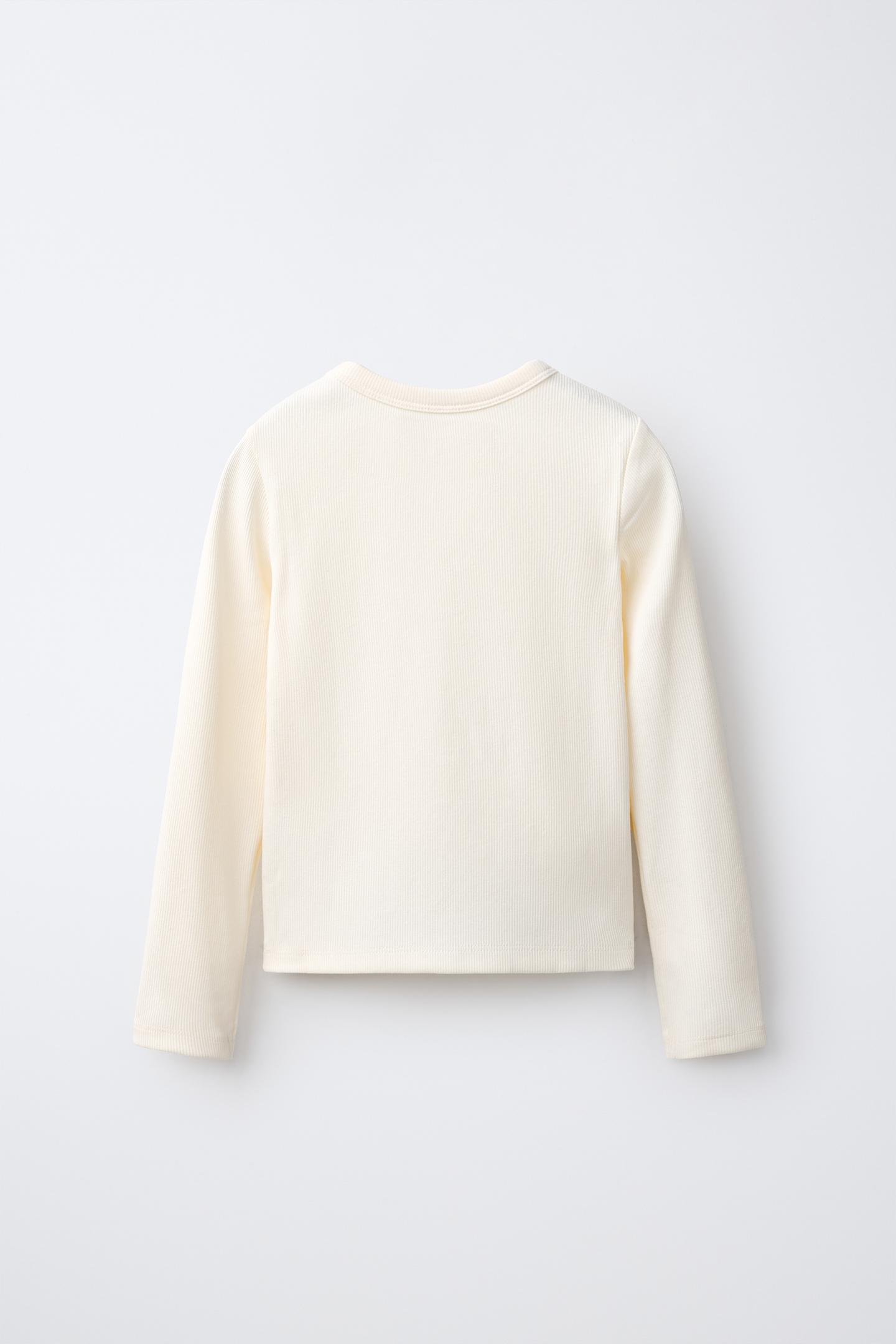 Детская футболка Zara Ribbed V-NECK, цвет: Светлый жёлтый — фото 3