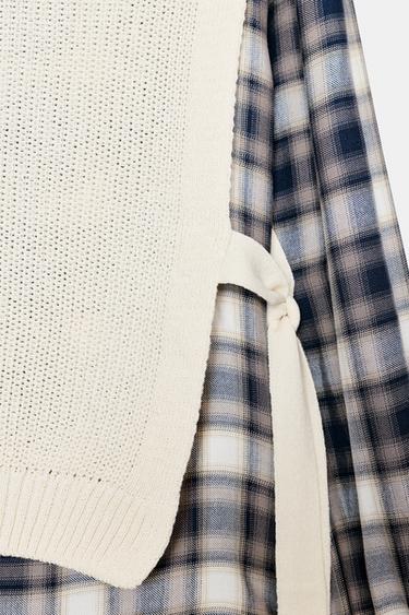 CHECK SHIRT WITH WAISTCOAT - Ecru by Zara - Image 6