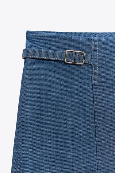 PANTALON LARGE À PASSANTS - Bleu de Zara - Image 6