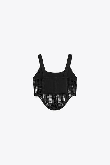TOP CORSET MAILLE COMBINÉE - Noir de Zara - Image 5
