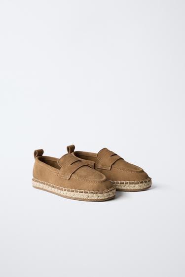 JUTE LEATHER LOAFERS - Brown by Zara