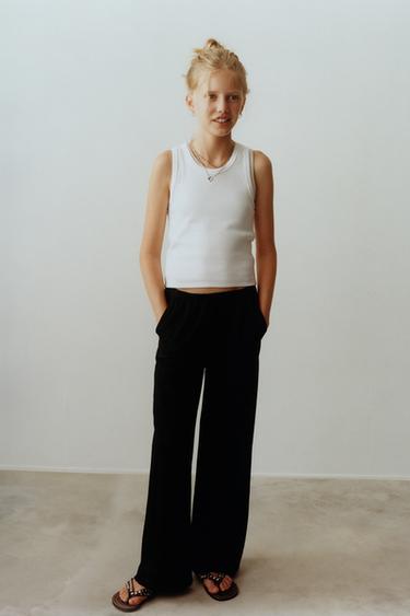 WIDE-LEG PYJAMA TROUSERS - Black by Zara