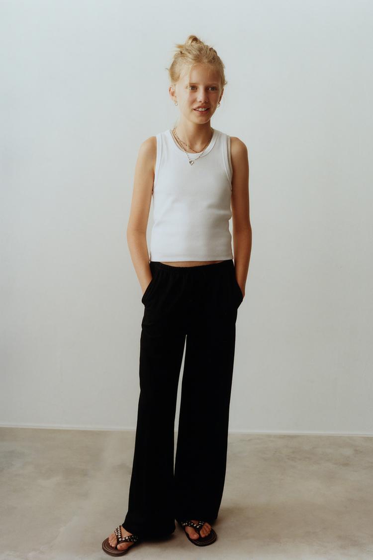 Pantalon fluido wide leg rayas