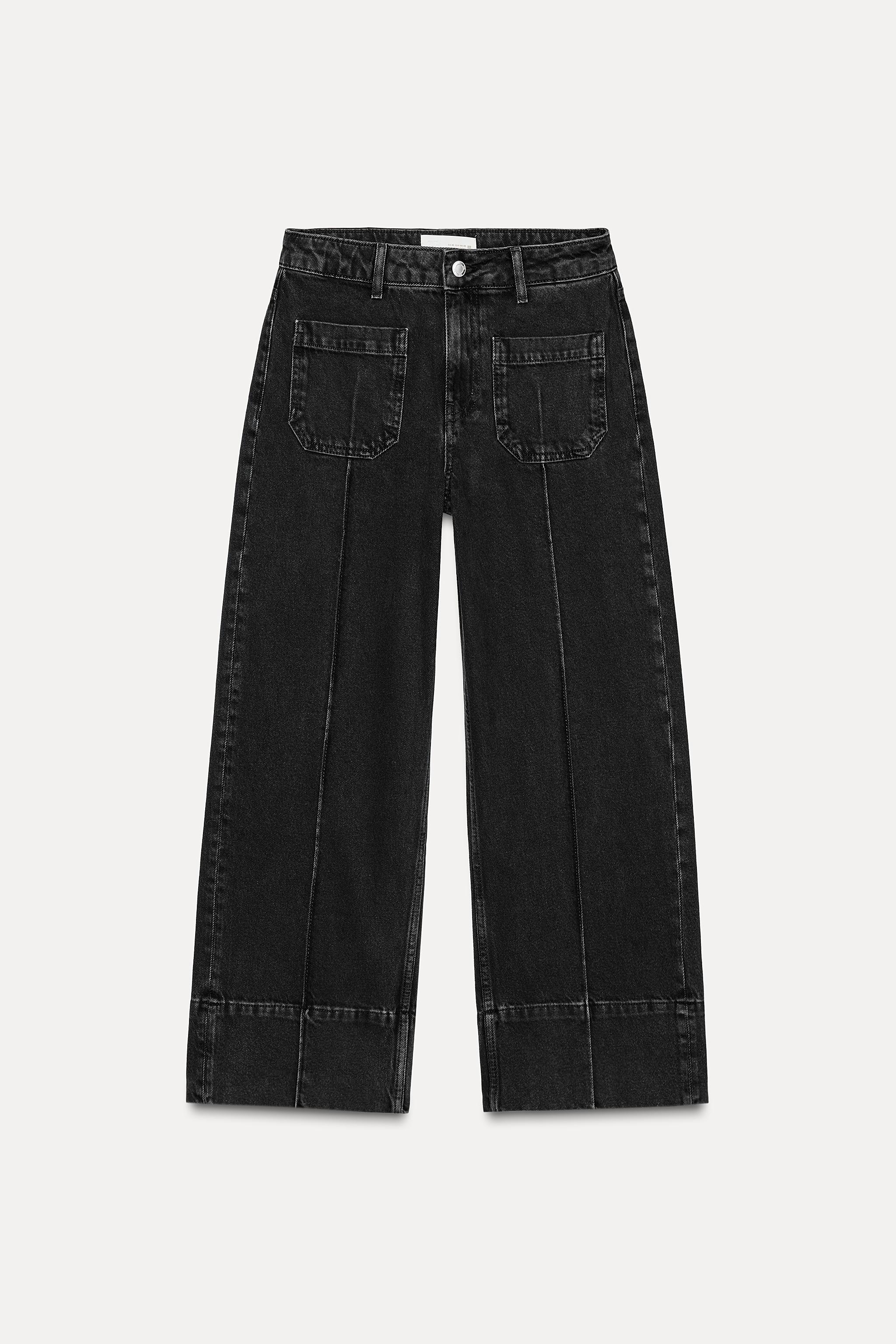 Z1975 WIDE-LEG HIGH-WAIST CROPPED デニムパンツ - ブラック