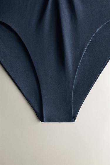 HALTER BEACH SWIMSUIT WITH KNOT - Mid-blue by Zara - Image 2