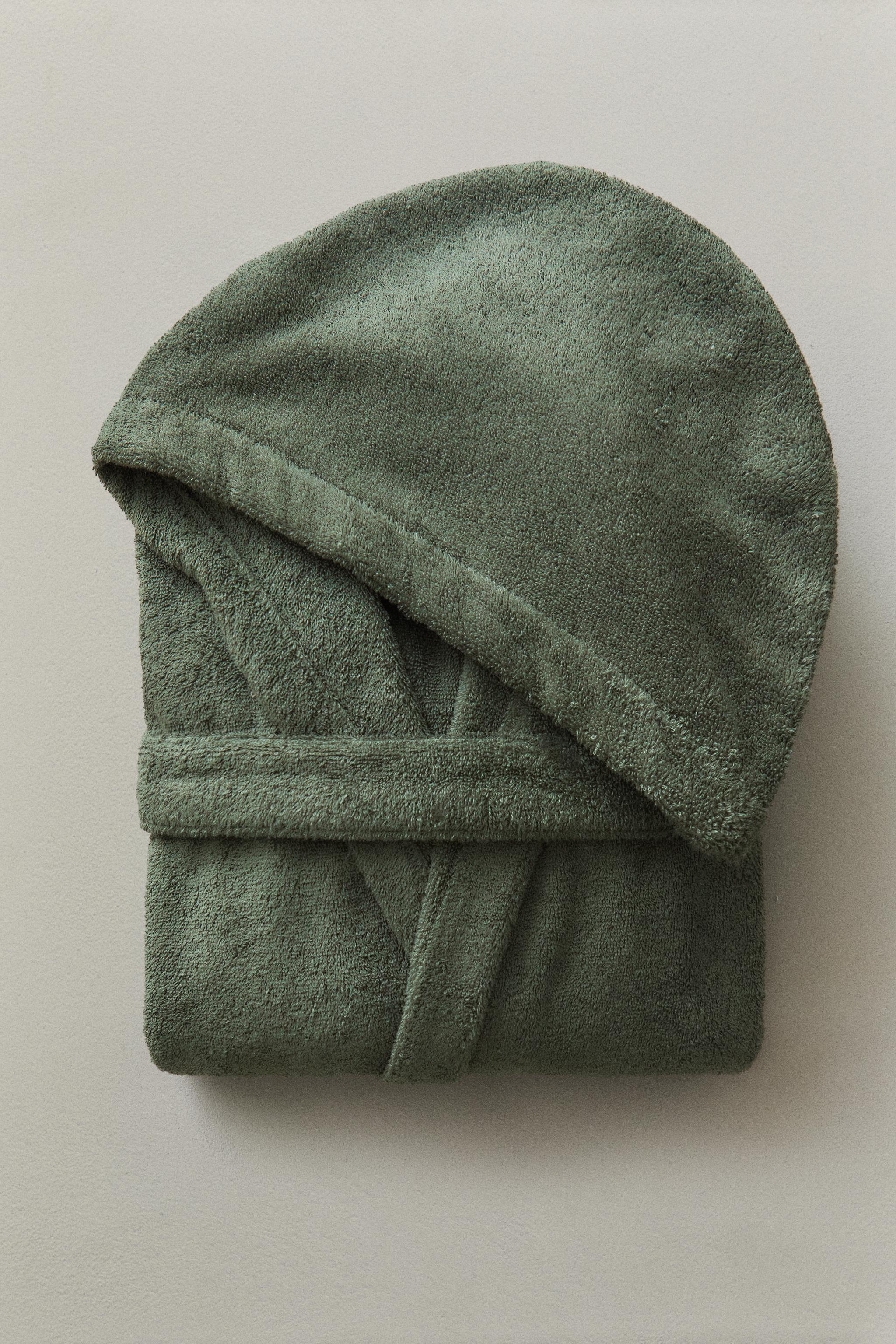 HOODED BATHROBE (360 GXM²) — Khaki