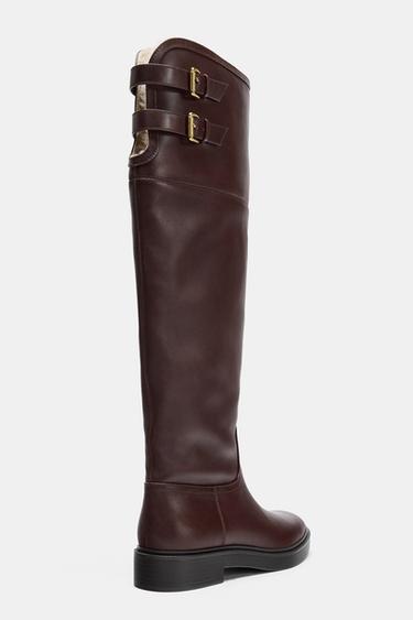 LEATHER BOOTS WITH INTERIOR LINING - Brown by Zara - Image 6