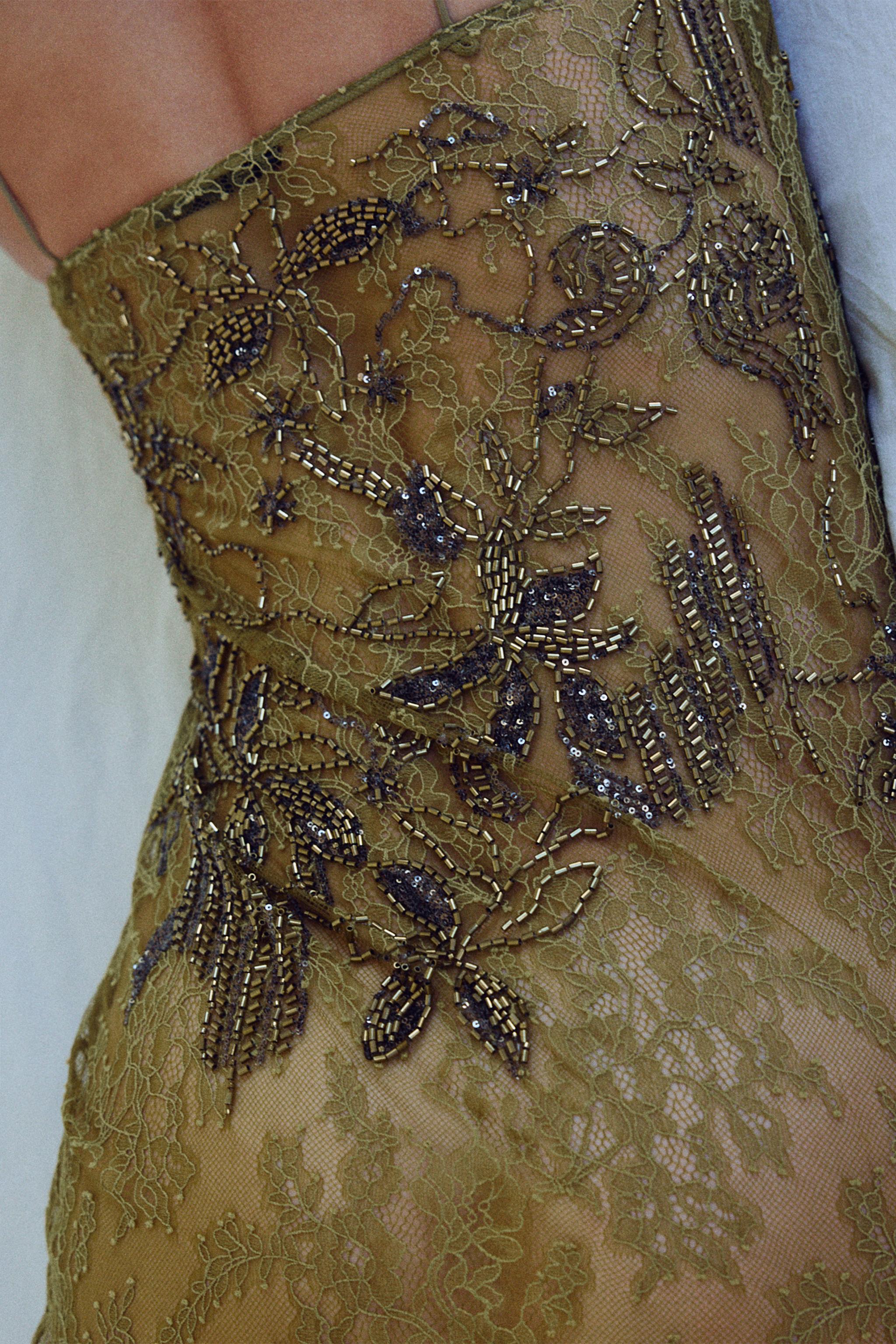 EMBROIDERED BEADED LACE DRESS