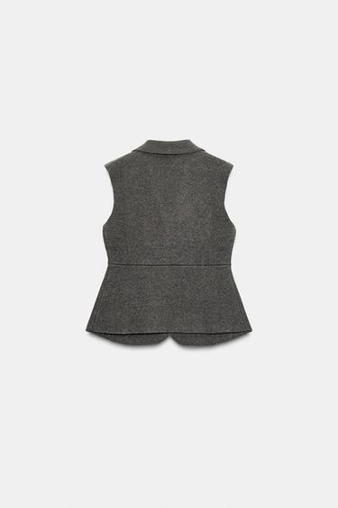 Zara TAILORED KNIT VEST - Gray
