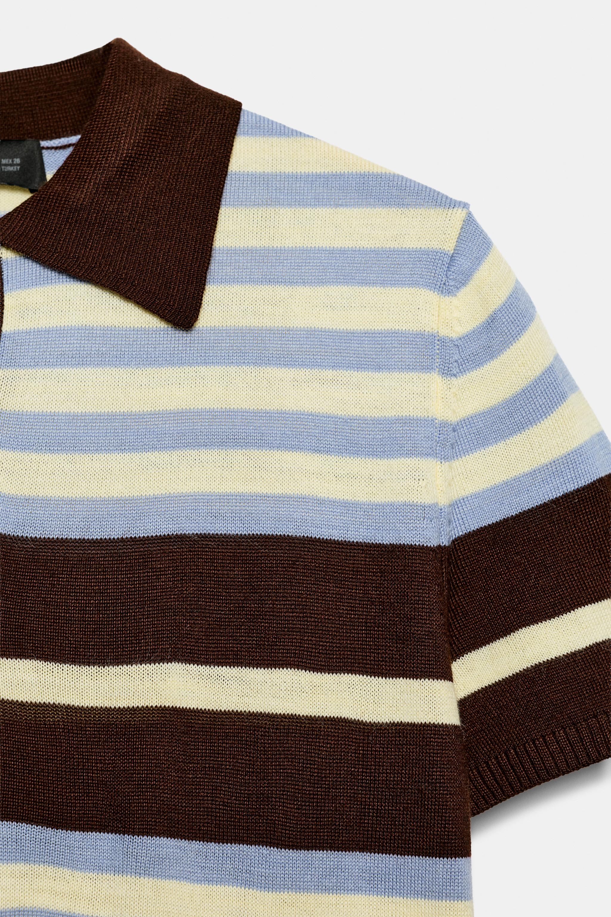 Zara STRIPED KNIT POLO SHIRT — фото 6