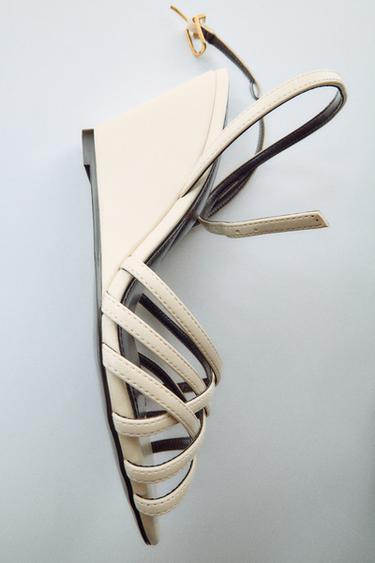 Zara WEDGE STRAP SANDALS - White
