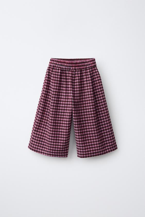 CULOTTEBUKSER MED LÆG OG TJEKKET MØNSTER - fuchsia fra Zara - Billede 0