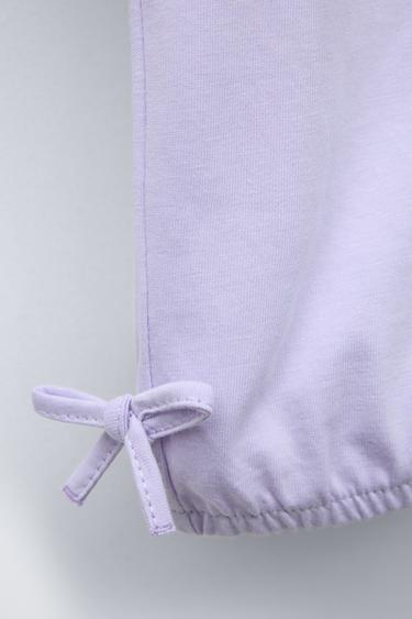 ENSEMBLE DE JOGGING T-SHIRT LACETS ET LEGGING CÔTELÉ CYCLISTE - Mauve de Zara - Image 2