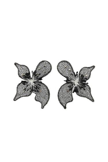 MAXI FLOWER EARRINGS - Black by Zara