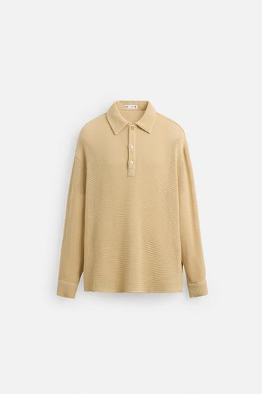 TEXTURED POLO SHIRT - STRAW by Zara