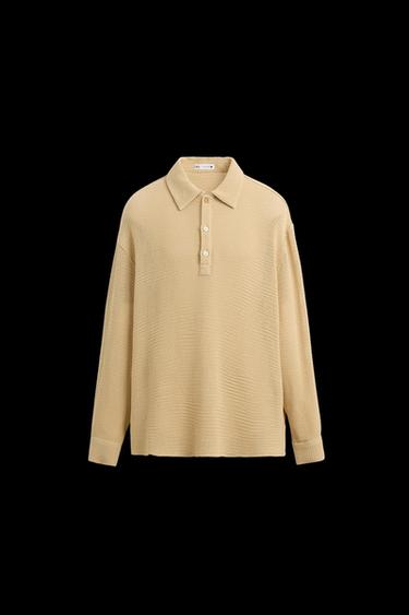 TEXTURED POLO SHIRT - STRAW by Zara