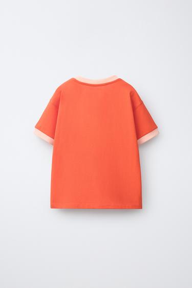 CONTRAST SLOGAN T-SHIRT - Red / Orange by Zara - Image 1