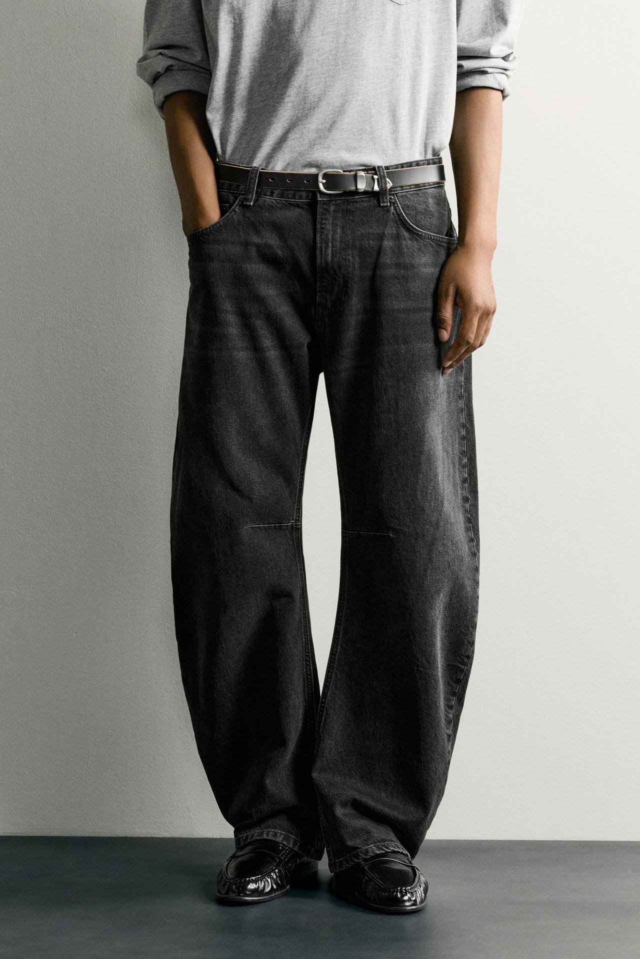 STRAIGHT BARREL FIT JEANS — Charcoal