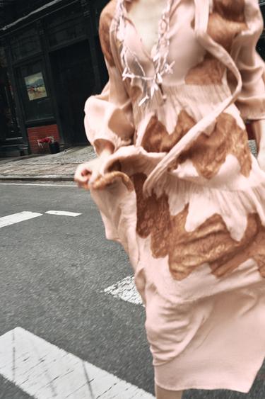 LACE COMBINATION TIE DRESS - Peach by Zara - Image 3