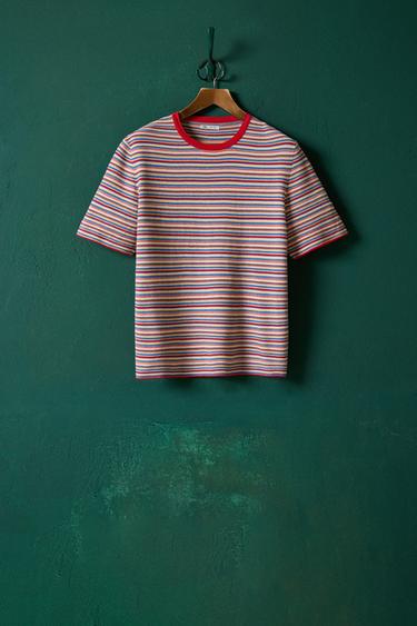 STRIPED KNIT T-SHIRT - Multicoloured by Zara